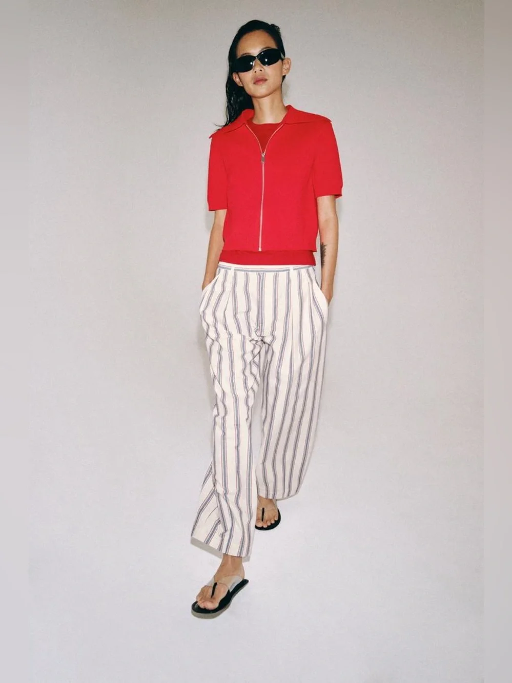 ZARA ZW COLLECTION STRIPED BALLOON PANTS
